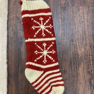 Pottery barn hand knit Red and White Holiday Stocking